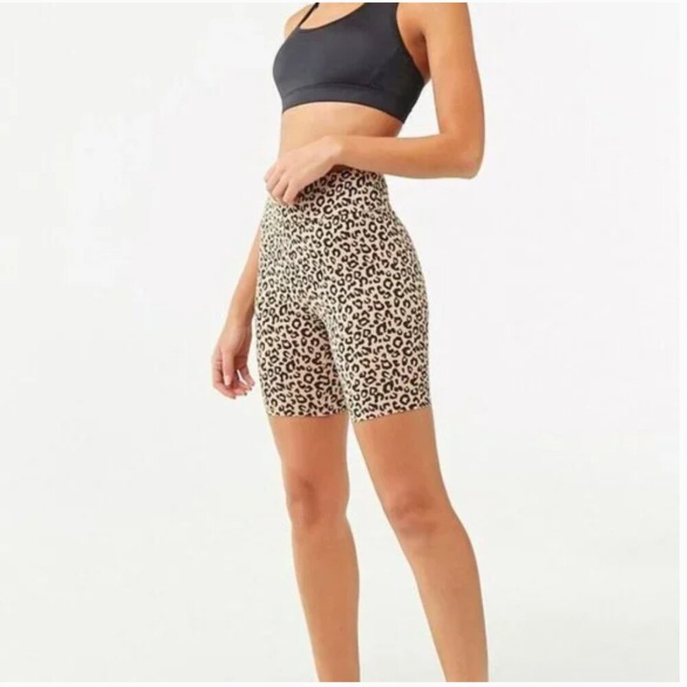 Forever 21 leopard biker shorts